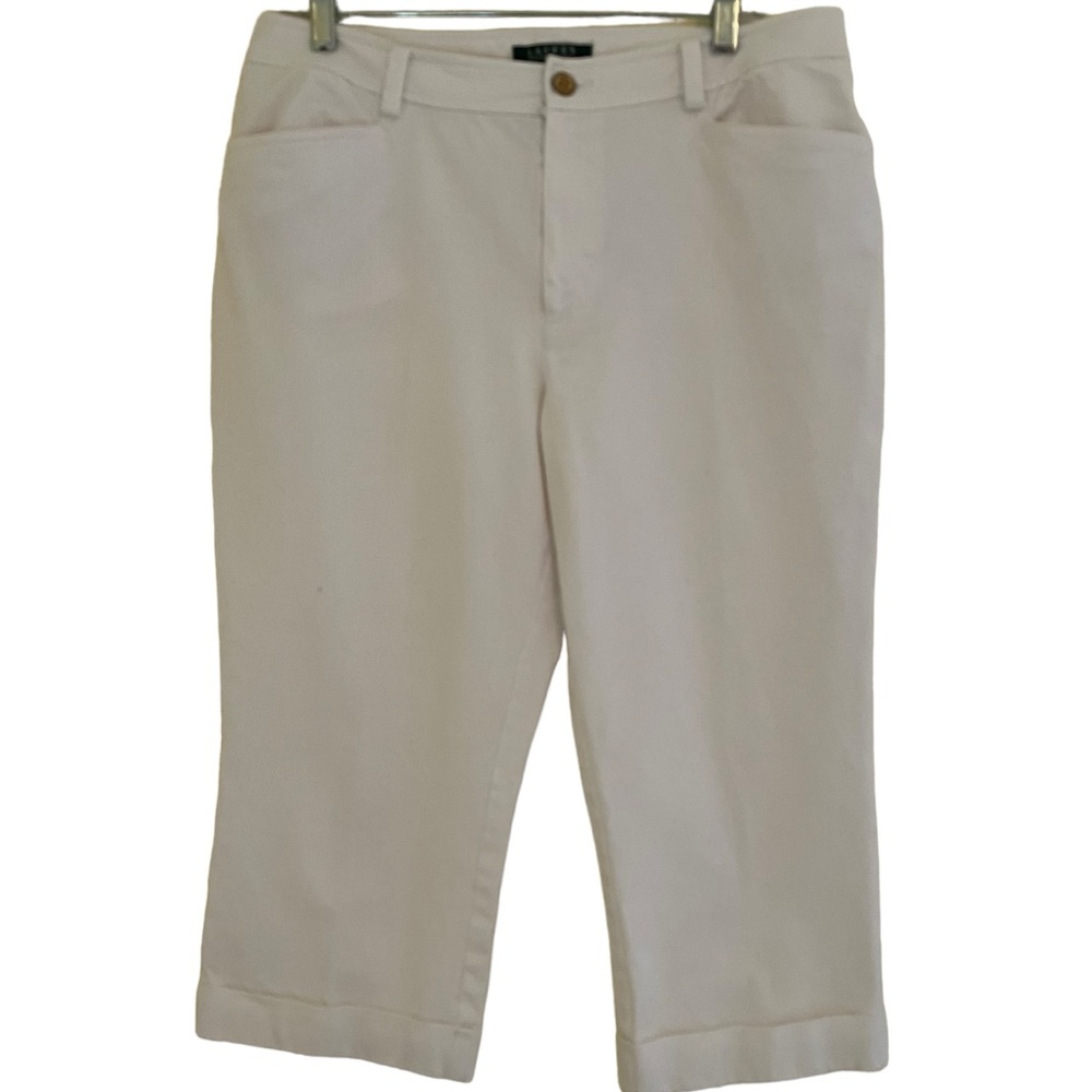 Lauren Ralph Lauren White Stretch Cotton Cropped Pant 12